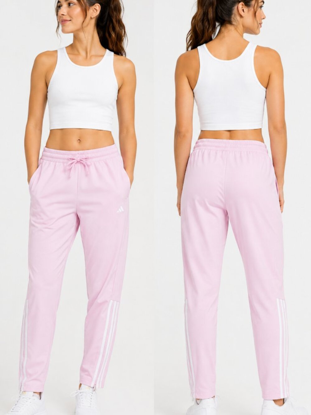 Adidas Women’s Pink Track Joggers XL | 3-Stripes Ankle Zip Pants | Athletic